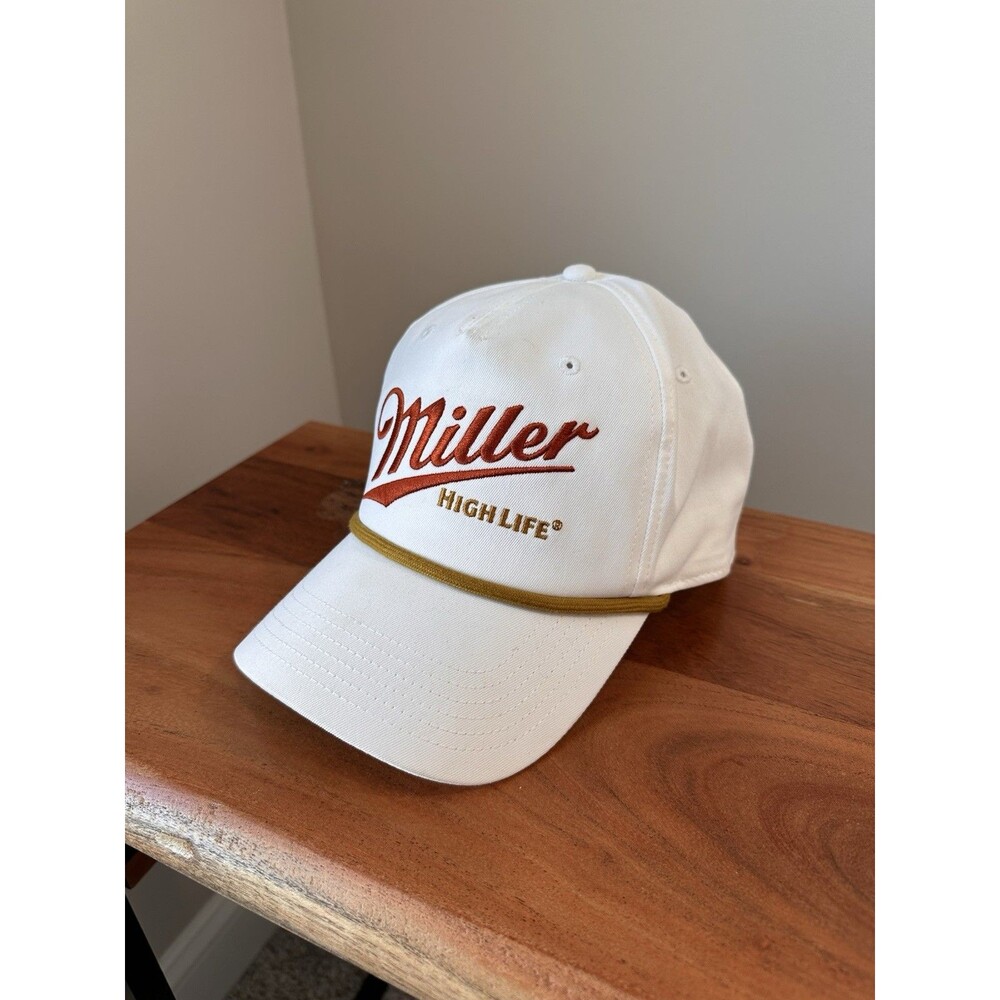 Miller High Life White Rope Snapback Hat Champagne of Beers Vintage Style
